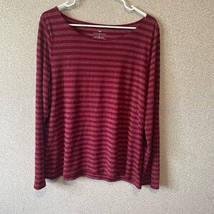 Talbots Burgundy Striped Long‎ Sleeve Top